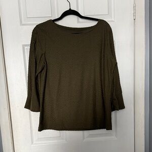 Women's Olive Green Boatneck Long Sleeve Top